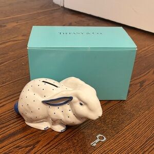 Tiffany & Co. Blue and White Polka Dot Rabbit Bank